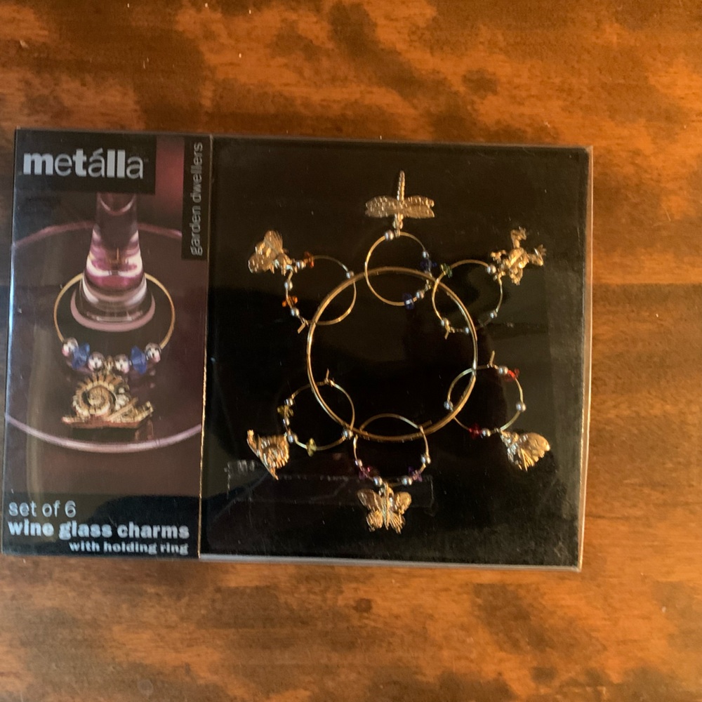 Gold Wine Glass Charm Bracelet Set